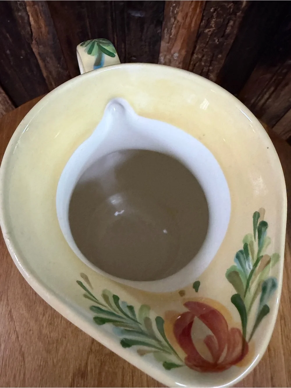 Gail Pittman Sienna Garland Pitcher Hand Painted Red Yellow Stripe Pottery 8”